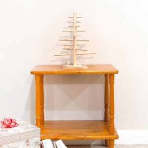 Modern Wood Dowel Christmas Tree, Scandinavian Style Tabletop Decor. Height: 12 in.