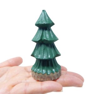 Handmade Wooden Christmas Tree 3" Figurine, Standing Tabletop Artificial Indoor Statue Decor