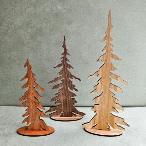 Rustic Wooden Tree Decor Set – Shelf Sitters for Mantel or Table – Farmhouse Christmas Trees, Woodland Holiday or Winter Centerpiece Decor