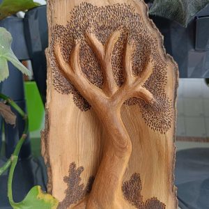 Tree Wood Carving, Sculpture, Home Decor Handmade WoodCarving by Artist, Original Art, Hand Carved, Rustic Cottagecore Forest Shelf Decor