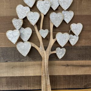 Metal And Wood Tree Of Heart 24” Tall -magnetic Hearts