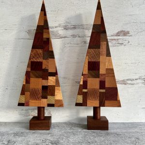 Handmade Small Wooden Christmas Tree : Multi Species Wood Decor by Pacific Mountain Wood